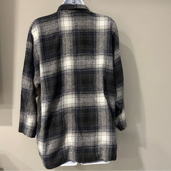 Allison Tracy Women's Loose Black Plaid Button-Down Long Sleeves Tops Medium - Picture 5 of 13